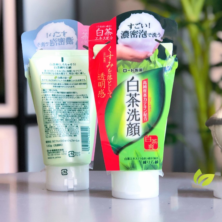 Sữa Rửa Mặt Trắng Da, Ngừa mụn Trà Xanh Rohto Shirochasou Green Tea 120ml