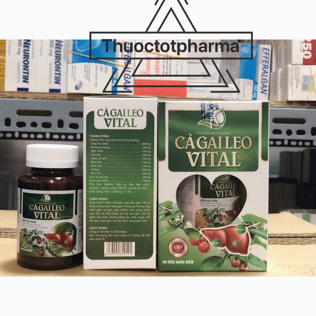 Cà gai leo vital xạ đen giải độc gan, mát gan, hạ men gan, tăng cường chức năng gan (Lọ 60 viên)