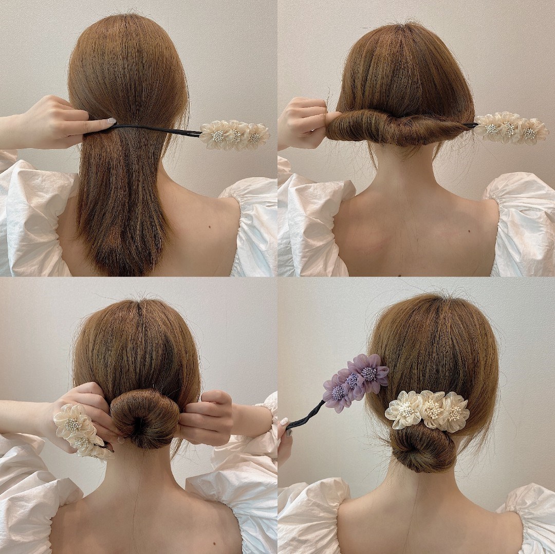 Que buộc tạo kiểu tóc búi hình hoa phong cách Nhật Bản và Hàn Quốc thời trang 2021
