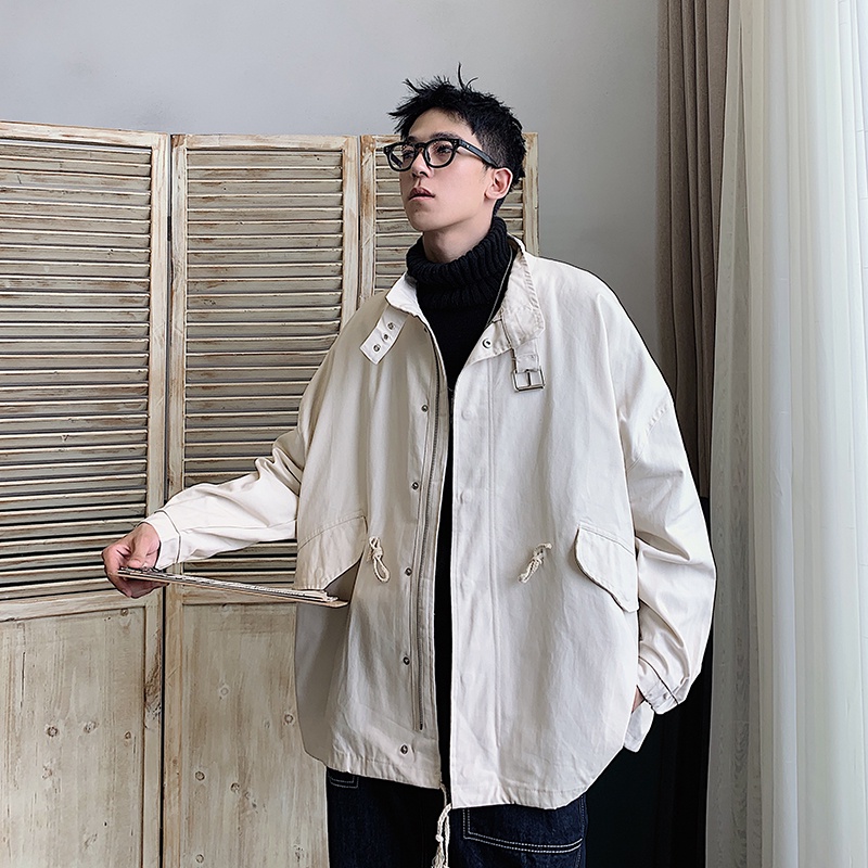 Áo Khoác Túi Hộp Dáng Rộng Màu Sắc Đơn Giản Phong Cách Hàn Quốc Cho Nam Size M-2XL