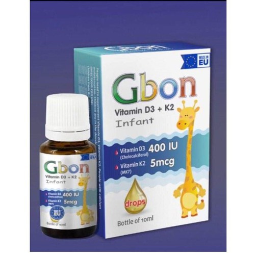 Gbon Vitamin D3 + K2- Bổ sung vitamin D3, K2 - giúp tăng cường hấp thu canxi, cho xương chắc khỏe, giúp bé cao lớn