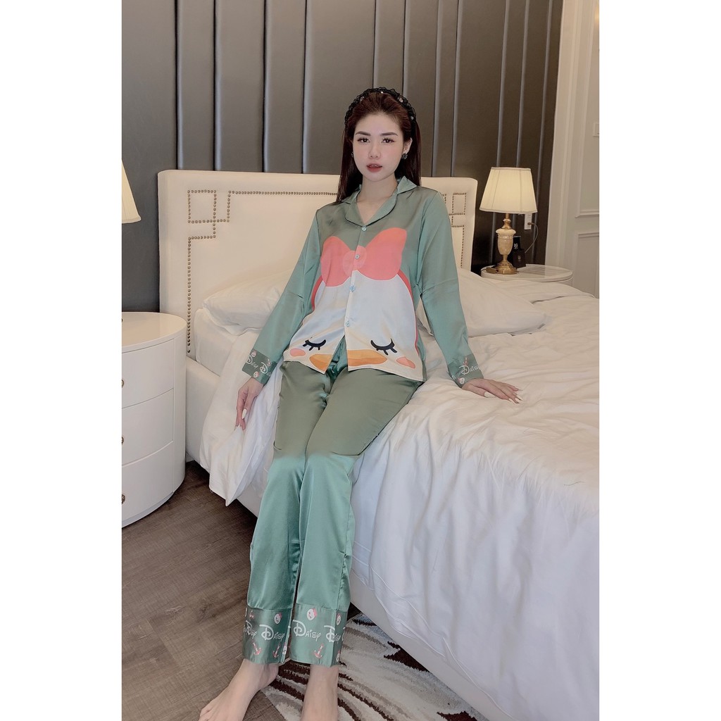 [Mã FAGREEN245 giảm tới 30K đơn 99K] Đồ Bộ Pijama - Bộ lụa satin dài tay hoạ tiết Búp Bê Cao cấp [MẪU MỚI]