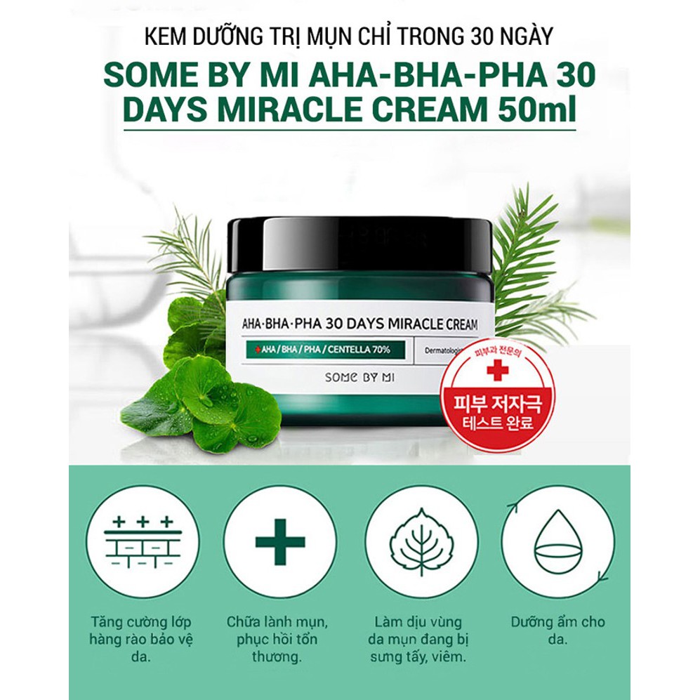 Kem Dưỡng Giảm Mụn Some By Mi AHA-BHA-PHA 30 Days Miracle Cream 50g