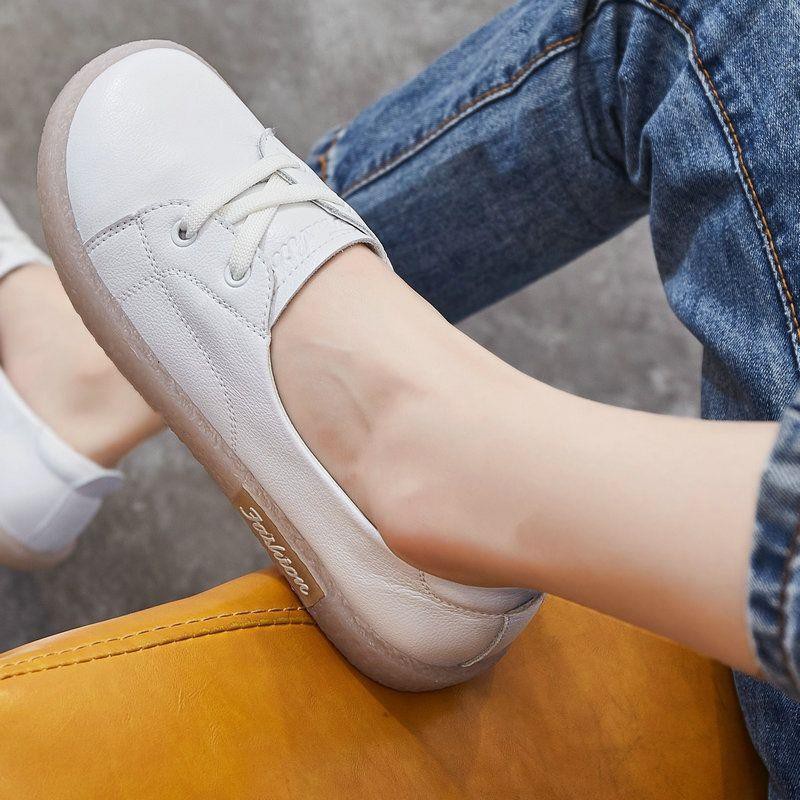 Giày Lười Da Bò Mềm Màu Trắng Cỡ Lớn Thời Trang Cho Nữ | BigBuy360 - bigbuy360.vn
