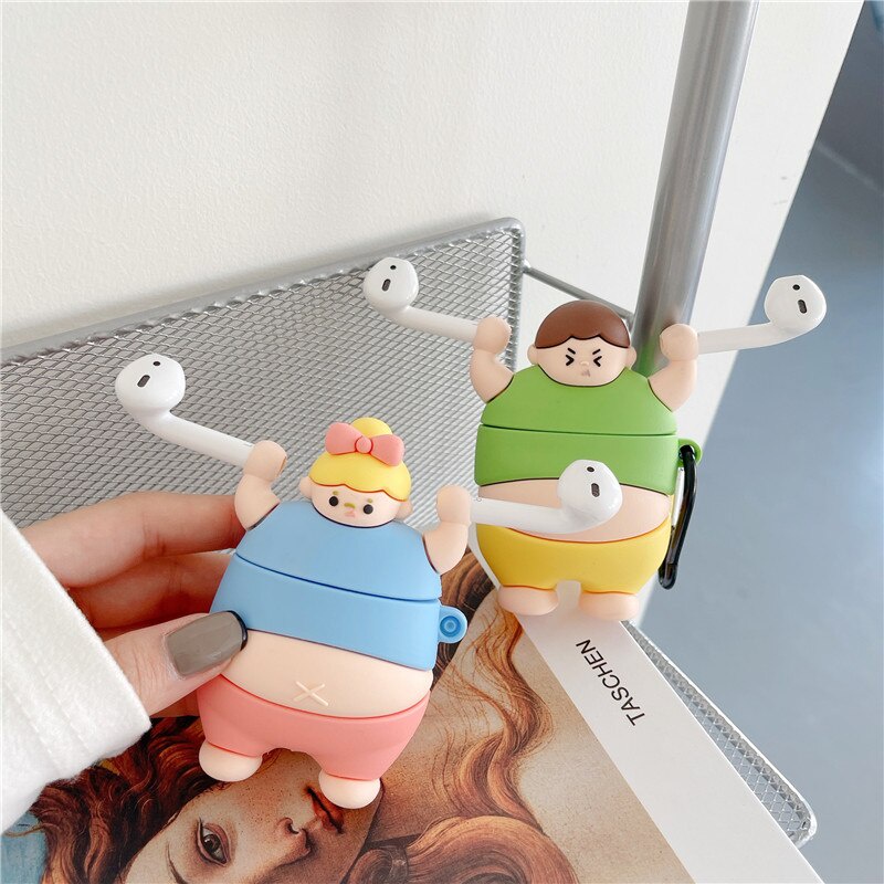 Vỏ Bảo Vệ Hộp Sạc Tai Nghe Airpods 2 Pro Bằng Silicon Hình Bé Trai / Bé Gái Dễ Thương