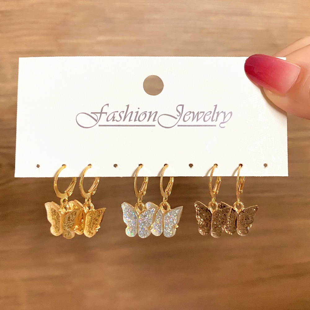 Bộ 6 Bông Tai Hình Bướm Thời Trang Cho Nữ