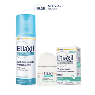 Combo Lăn Kiểm Soát Mùi Cho Da Nhạy Cảm 15ml và Xịt Kiểm Soát Mùi Hàng Ngày Etiaxil 100ml