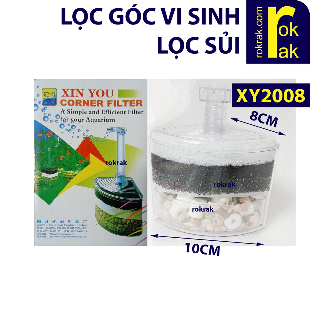 GIÁ SỈ-Lọc sủi vi sinh Lọc góc 2 tầng Xy-2008 xy2008 gồm vật liệu lọc hồ cá cảnh