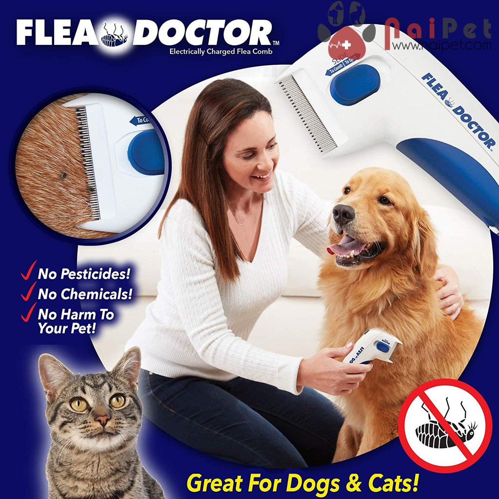 Lược Chải Điện Tử Diệt Ve Rận Bọ Chét Chó Mèo Flea Doctor