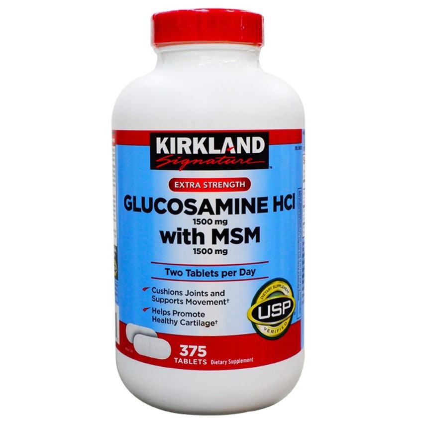 Viên Uống Glucosamine HCL 1500mg Kirkland Signature With MSM 1500mg Hộp 375 Viên
