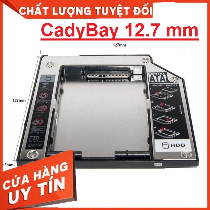 Caddy Bay Sata3 Tốt Cho Ssd Và Hdd 2,5” Size 9.5mm Và 12.7mm – Khay Ổ Cứng Thay Thế Ổ Dvd