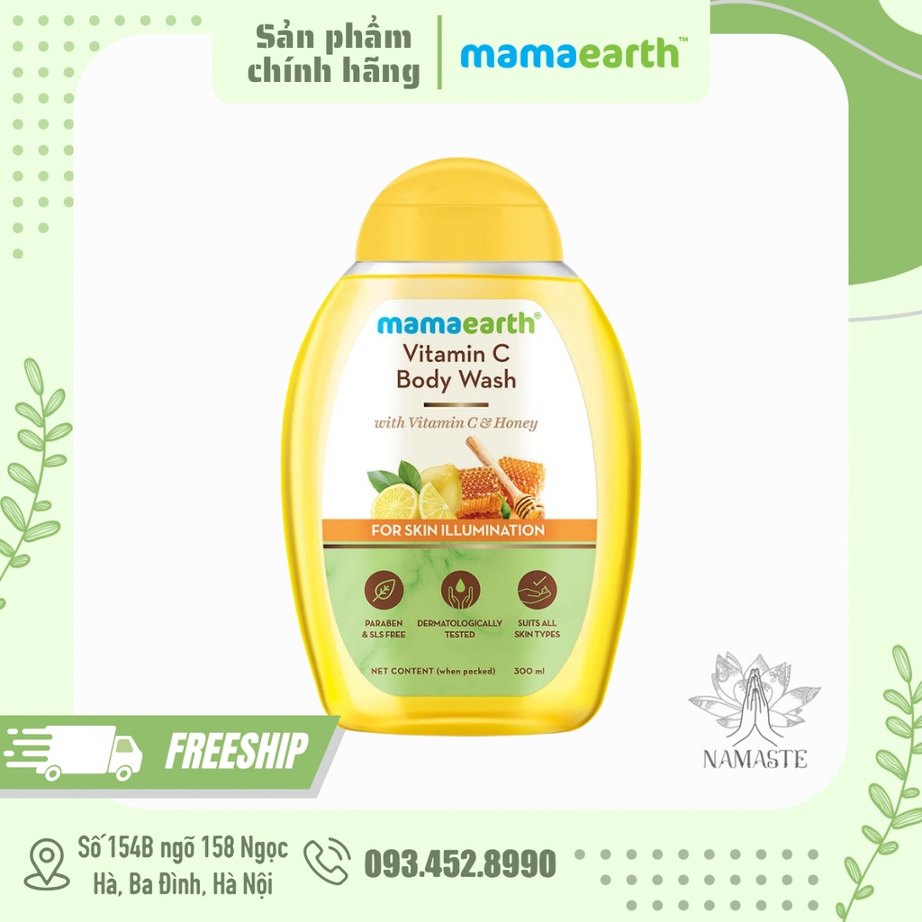 Sữa tắm trắng da từ mật ong, vitC và yến mạch Mamaearth 300ml