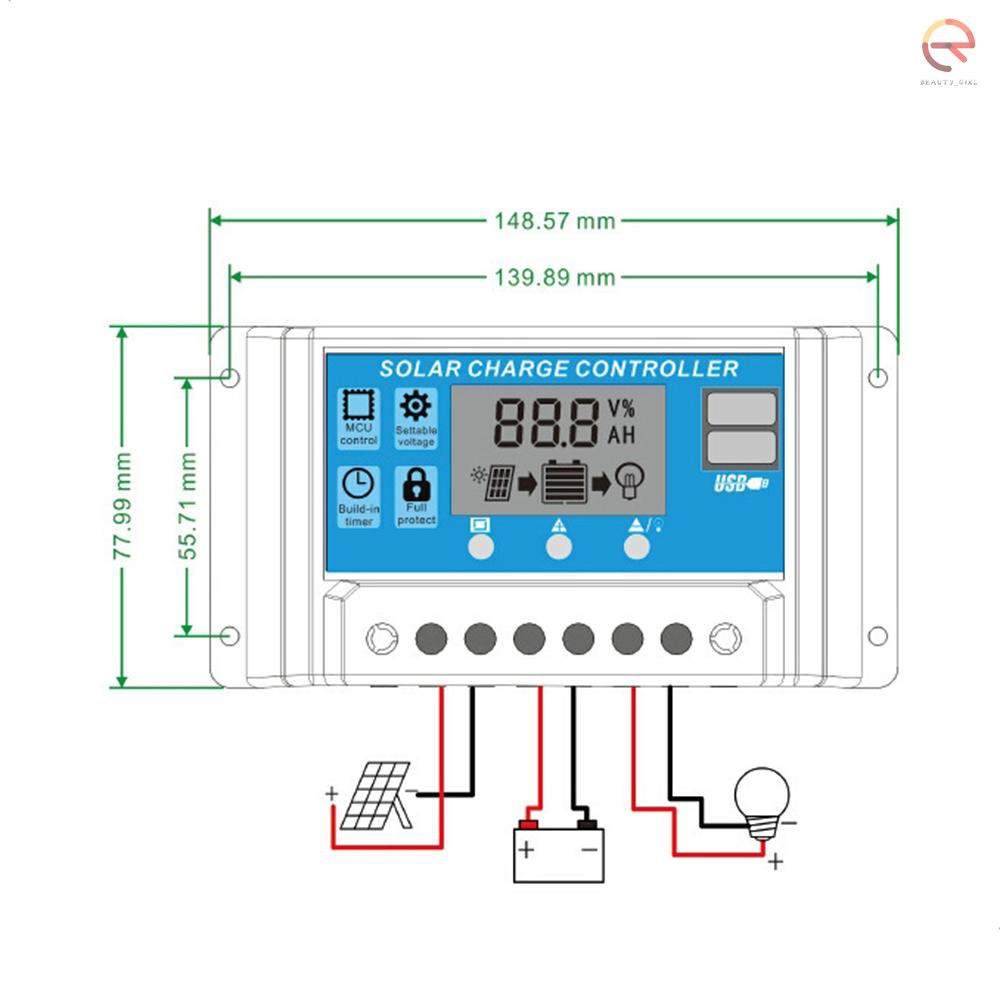 Tấm Pin Năng Lượng Mặt Trời Điều Chỉnh Được 12v / 24v Màn Hình Lcd 100a