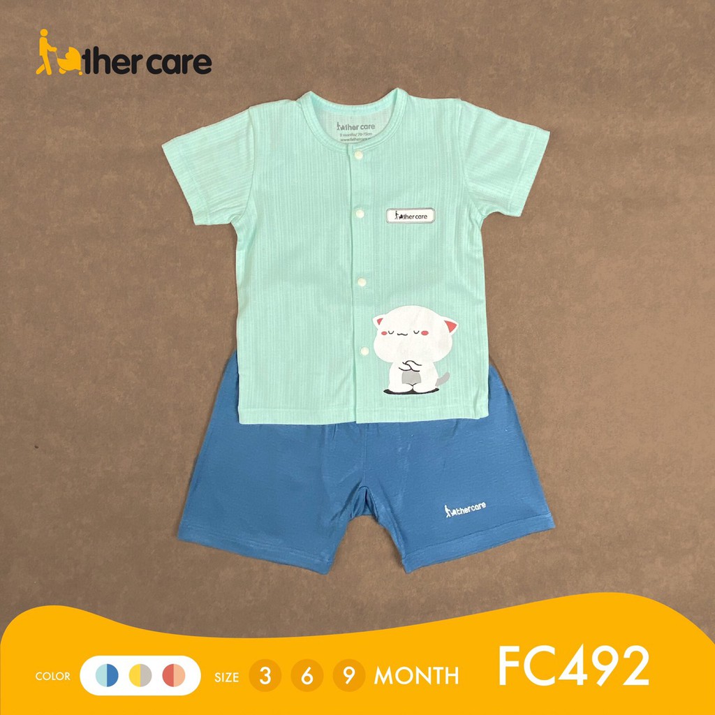 Bộ Quần Áo Trẻ em CT FatherCare Cài Giữa - In hình Mèo FC492