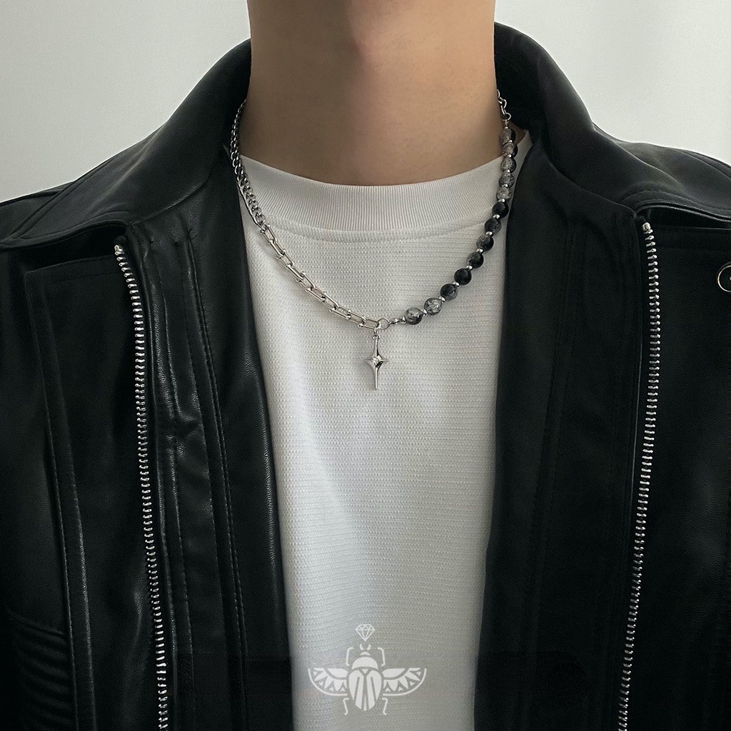 Vòng cổ Phong Cách hip hop Đính Hạt Đá Ngôi Sao Thời Trang unisex