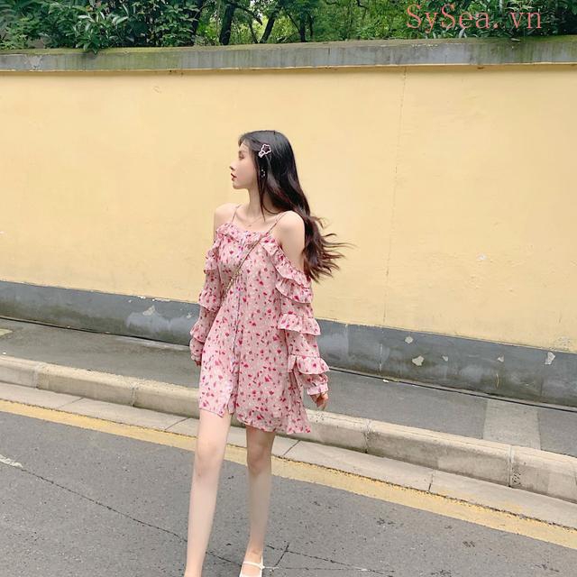 Đầm Trễ Vai Màu Hồng Thiết Kế Dáng Rộng Che Khuyết Điểm