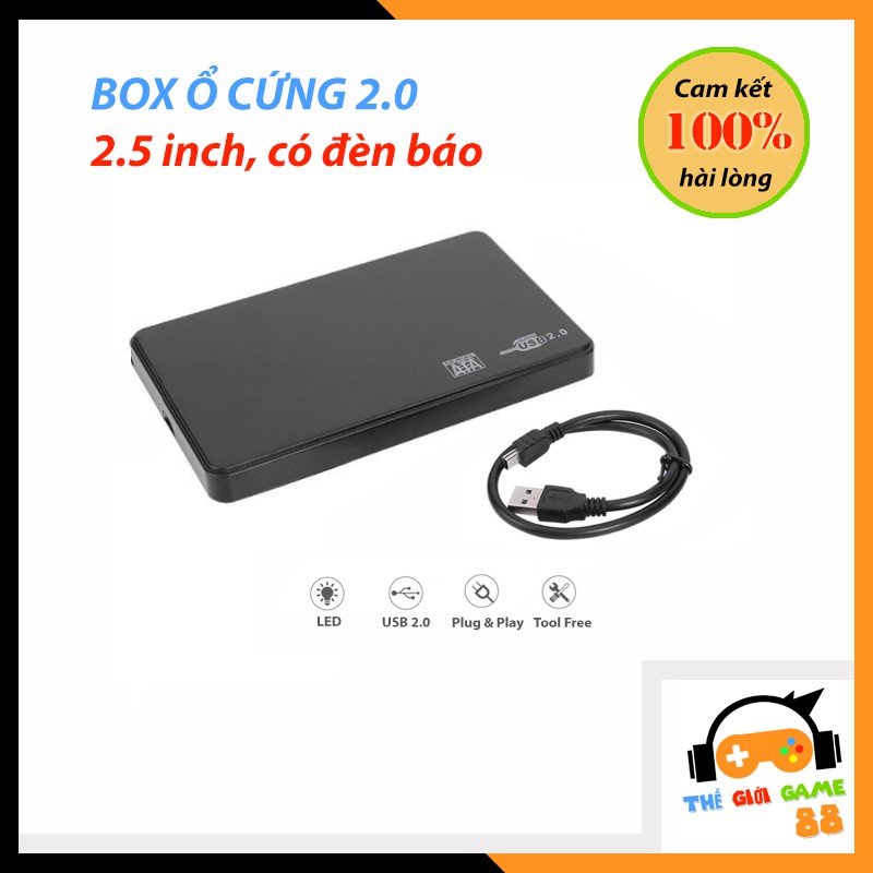 Box ổ cứng USB 2.0 dùng cho ổ HDD SSD 2.5 inch làm ổ di động