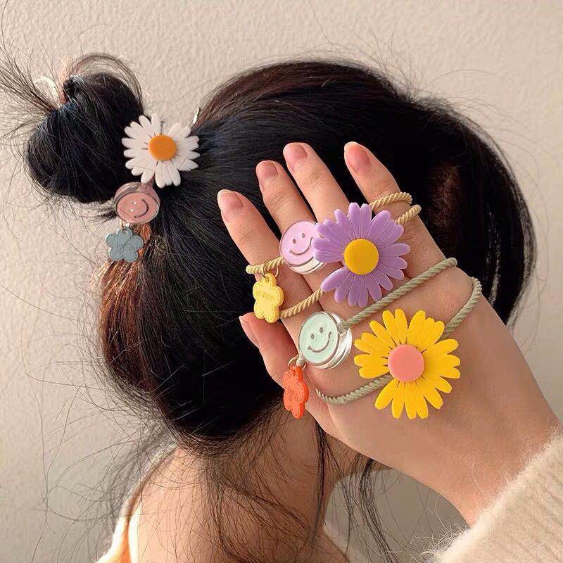 Dây Cột Tóc Cao Su Hình Hoa Cúc Mặt Cười