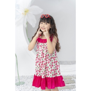 [25.6 GIẢM 40K ĐƠN 299K] Váy hai dây bé gái ILABY phối màu nổi chất liệu cotton thoáng mát [10IG10570522]