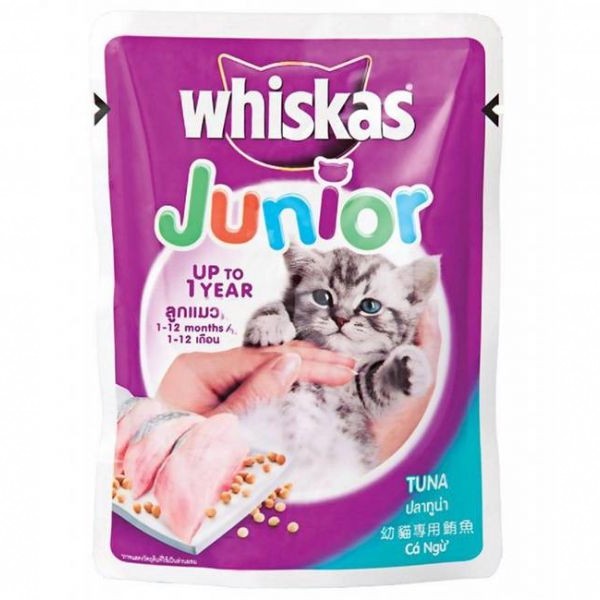 [Mã PET50K giảm Giảm 10% - Tối đa 50K đơn từ 250K] Pate Vị Cá Ngừ Cho Mèo Con Whiskas Junior Gói 80g