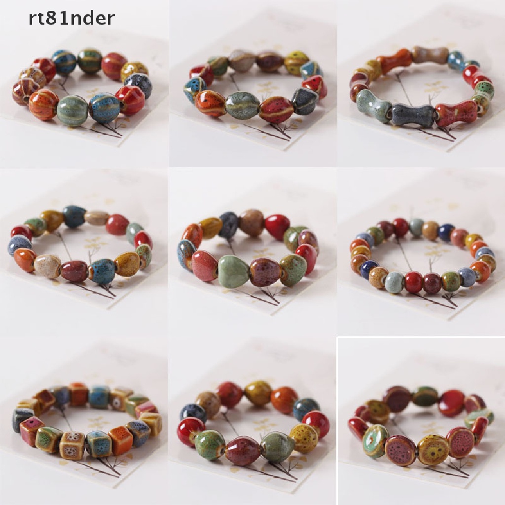 Rt Vòng Tay Chuỗi Hạt Gốm Sứ Tráng Men Phong Cách Dân Tộc Thời Trang