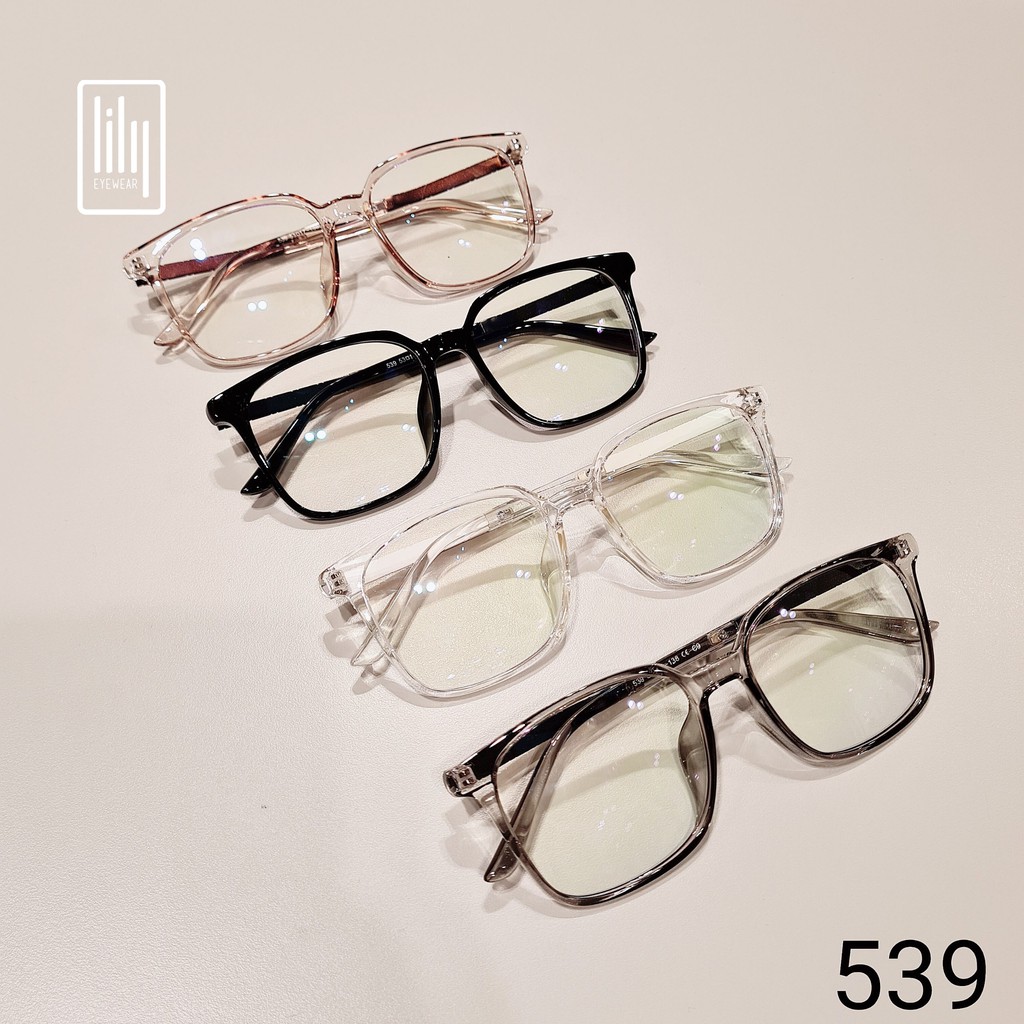 Gọng kính nam nữ Lilyeyewear mắt vuông to chất liệu nhựa càng kim loại chắn bụi đi đường 539