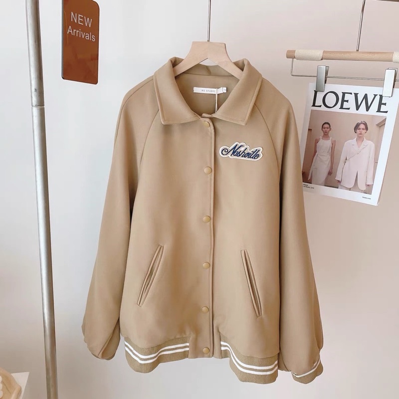 Áo khoác bóng chày Shop T0 Form rộng màu siêu đẹp logo thêu cúc bấm T054