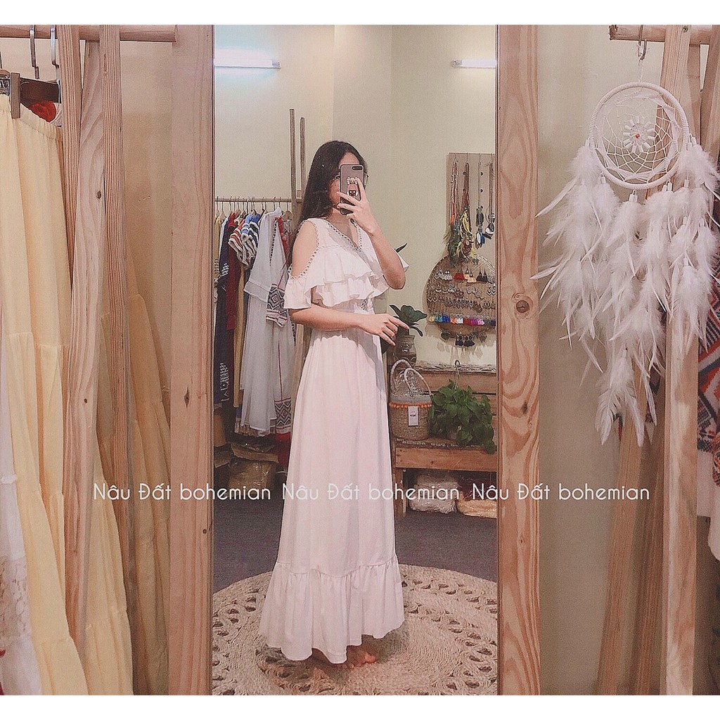 [FREESHIP] Đầm maxi xoè rớt vai phối ren | BigBuy360 - bigbuy360.vn