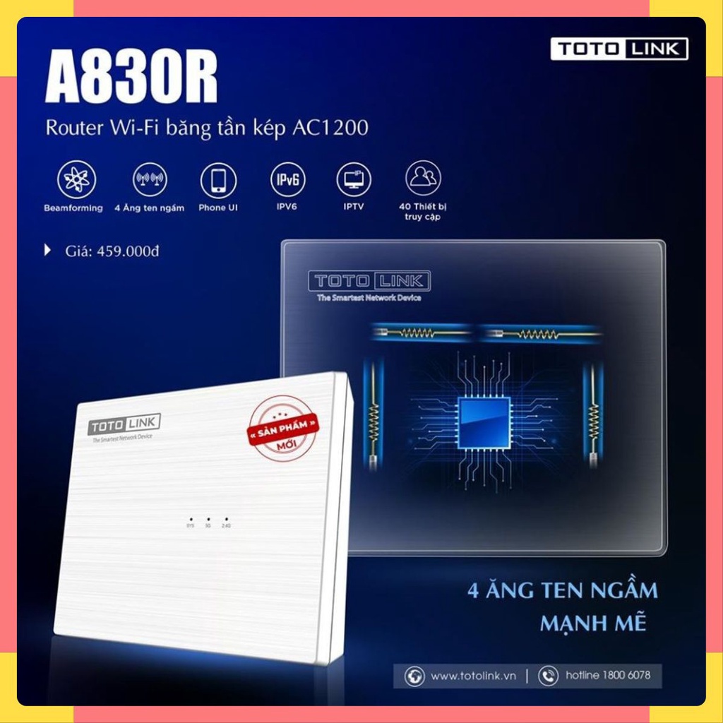 Mua Router Wi-Fi băng tần kép chuẩn AC 1200Mbps TOTOLINK A830R nhỏ gọn ...