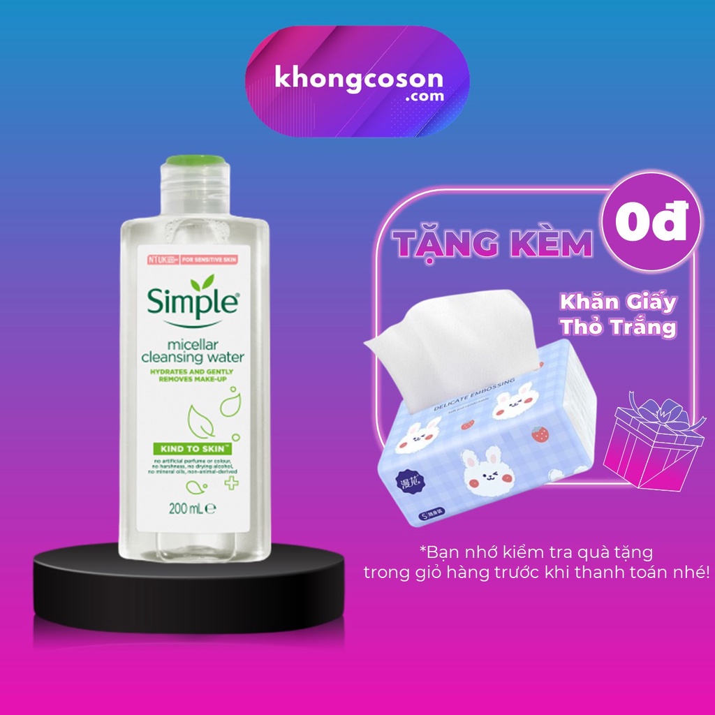 Nước Tẩy Trang Simple Dịu Nhẹ Kind To Skin Micellar Water 200ml - Khongcoson