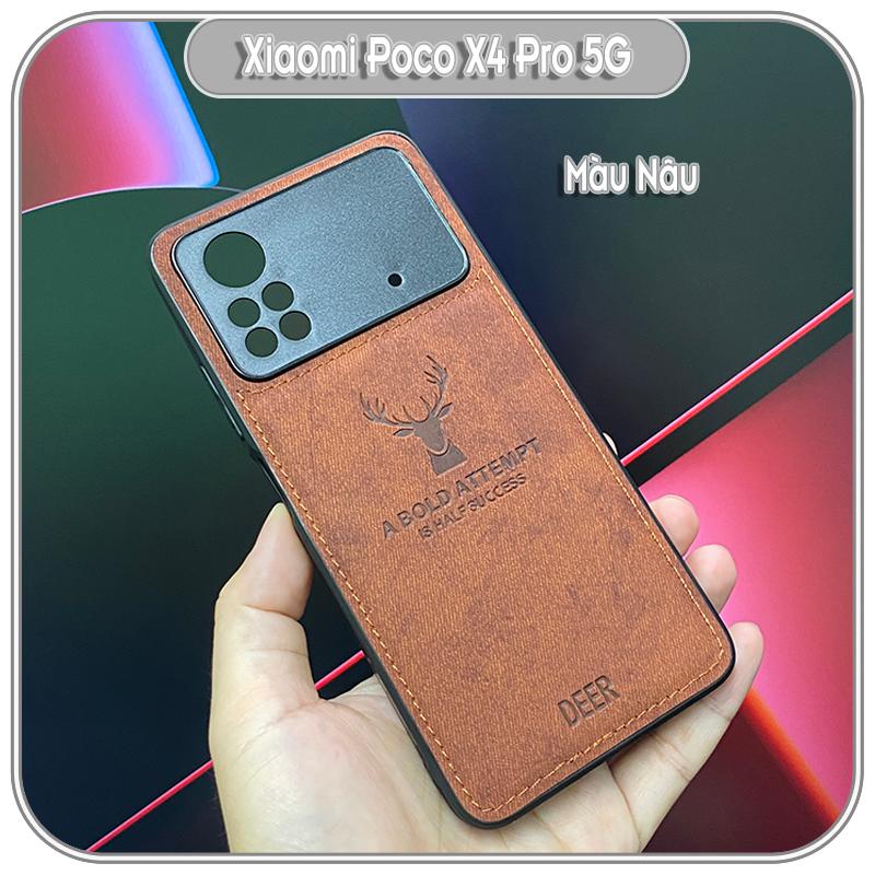 Ốp lưng cho Xiaomi Poco X4 Pro 5G giả da con hươu DEER
