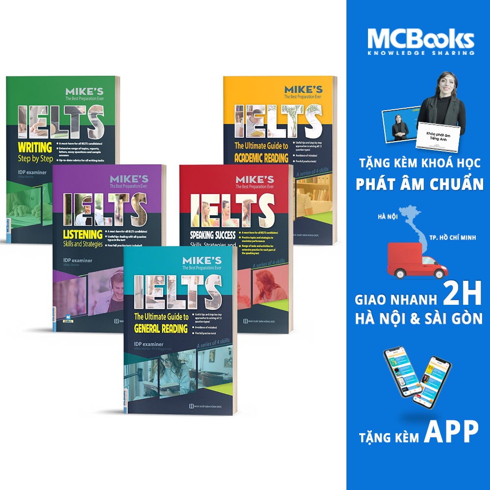 Sách - Combo Ielts Mike's (Writing, Reading, Speaking, Listening) - Học Kèm App Online