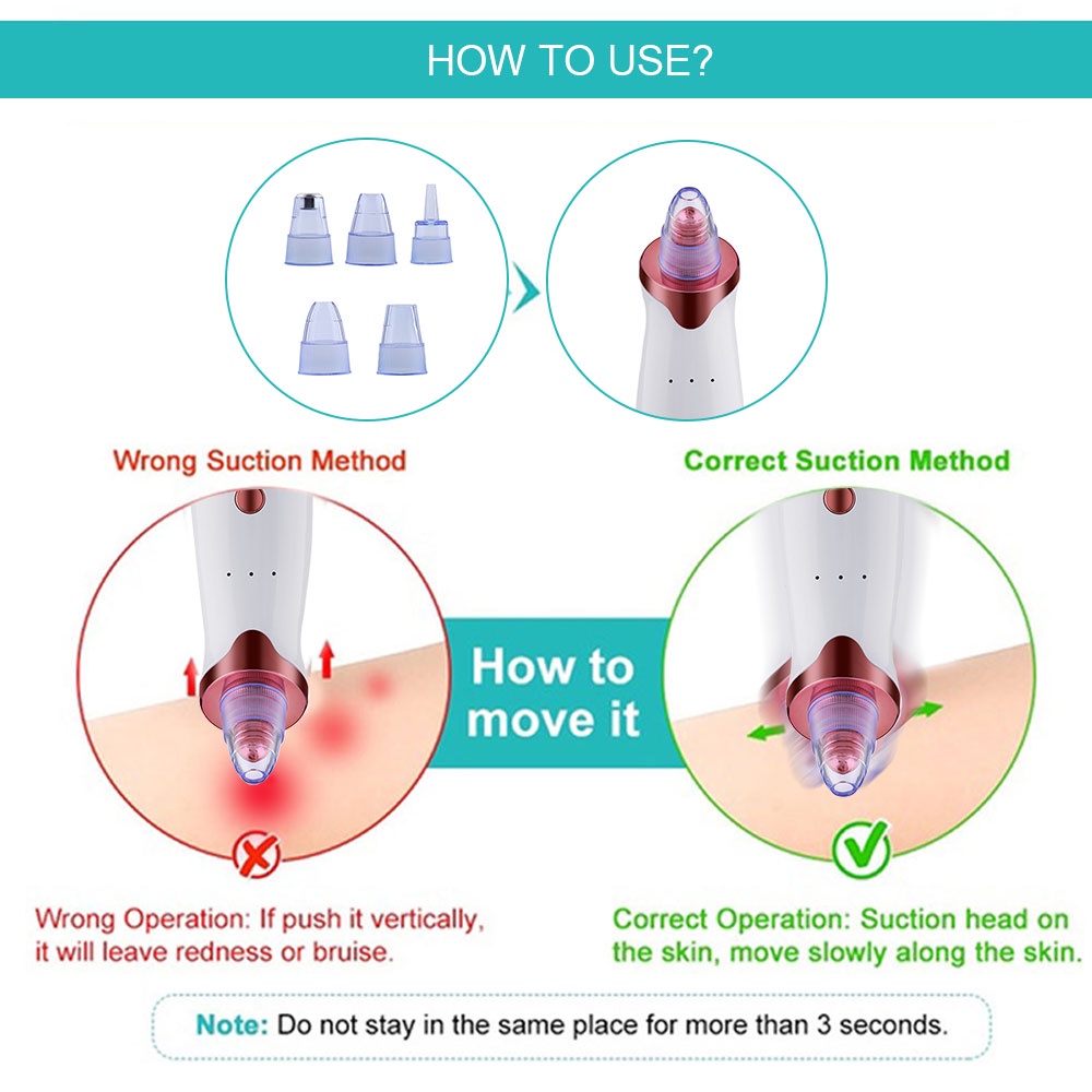 Salorie Máy Hút Mụn đầu đen Làm Sạch Lỗ Chân Lông Kèm 5 đầu Hút Chuyên Dụng D00071