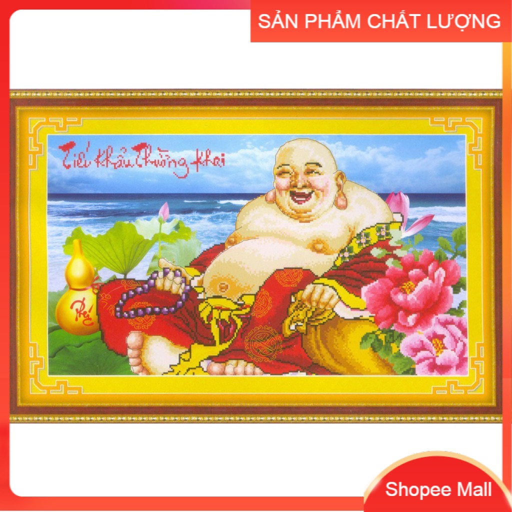 Tranh thêu Tiếu khẩu trường khai - Phật di lặc 222939 kích thước 66*42cm  [Hàng chính hãng]