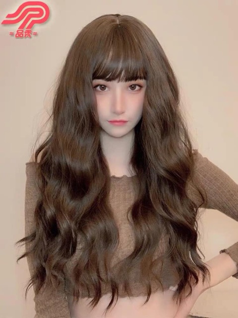 Tóc giả nguyên đầu nữ xoăn dài 🥰FREESHIP🥰 tóc giả cả đầu xoăn xù sóng , mã d8183