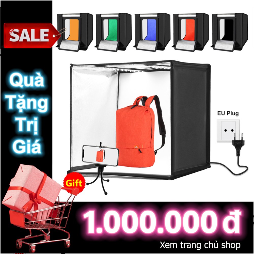 Hộp chụp sản phẩm chuyên nghiệp 60x60x60 cm PULUZ+ Tặng kèm 6 phông nền