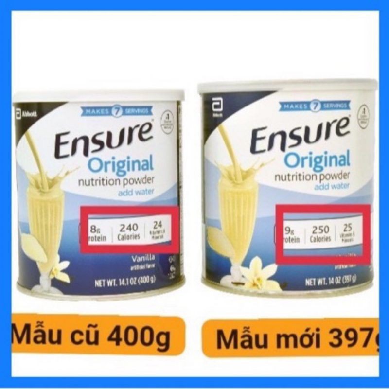 Sữa Ensure orginal nutrition 397gr của Mỹ.