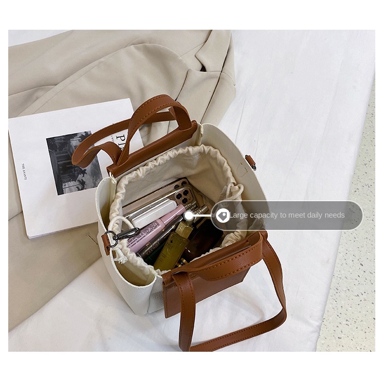 Túi Xách Đeo Vai Sức Chứa Lớn Màu Sắc Tương Phản Phong Cách retro Cao Cấp