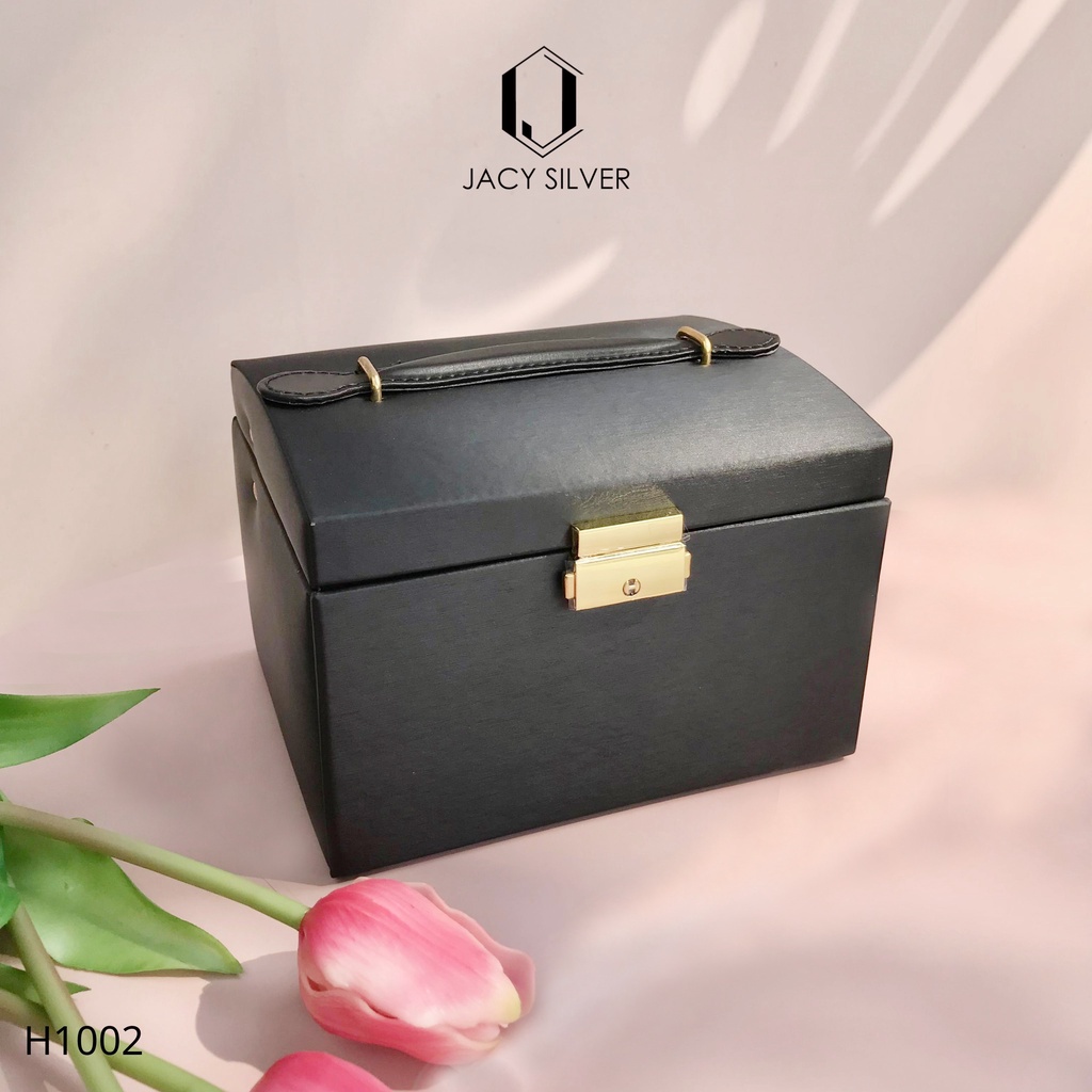 Hộp đựng trang sức 3 tầng kèm gương cao cấp, hộp đựng dây chuyền, vòng tay, nhẫn H1002