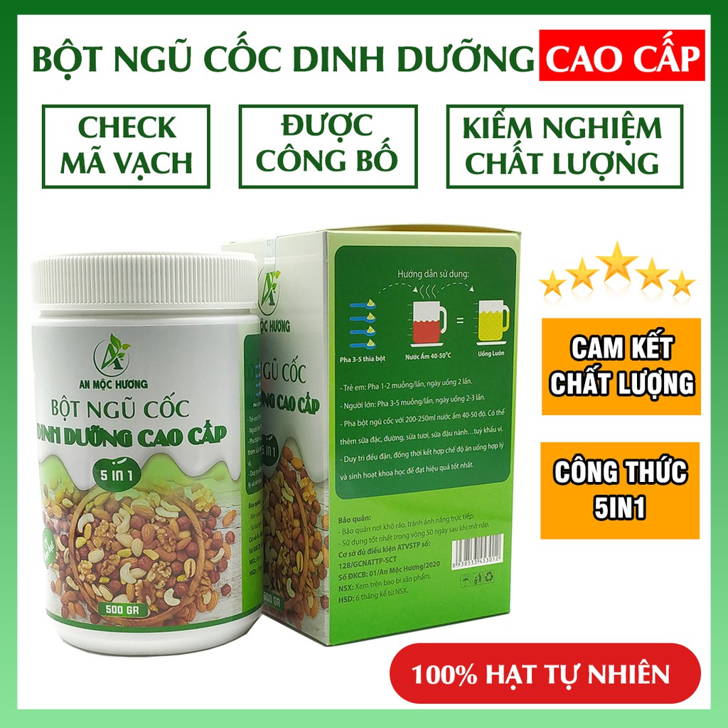 BỘT NGŨ CỐC TĂNG CÂN CAO CẤP 5IN1 AN MỘC HƯƠNG (500G) | 21 LOẠI HẠT DINH DƯỠNG TỰ NHIÊN