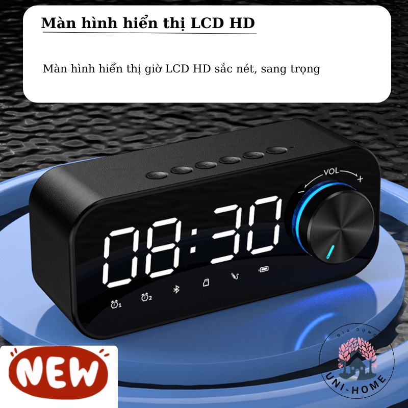 Phiên Bản 2022 ] Loa Bluetooth Nhạc Mp3 Thẻ TF / Bluetooth 5.0 / Đài FM / Pin 1400mAh Kiêm Đồng Hồ Báo Thức