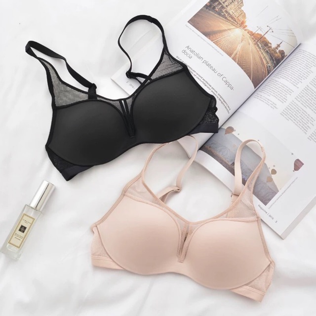 Áo Lót Trơn Kết Hợp Lưới Không Gọng Đệm Vừa B084