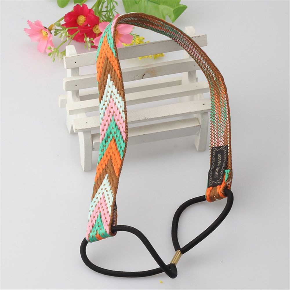 Girls Retro Hair Band Printing Flower Headpiece Hair Accessories Elastic Turban