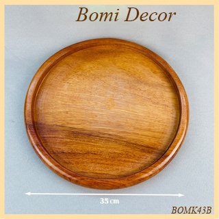 Khay gỗ Decor BOMI- Khay gỗ đựng đồ ăn gỗ đỏ, gỗ dâu hình tròn siêu xinh size 35  BOMK43B