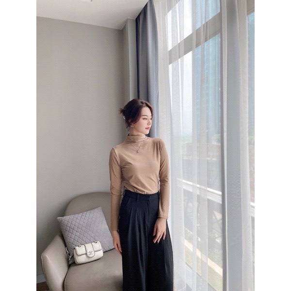 Áo giữ nhiệt nữ cổ cao lót nỉ hàng cao cấp phong cách hàn quốc MaiRin Fashion 018