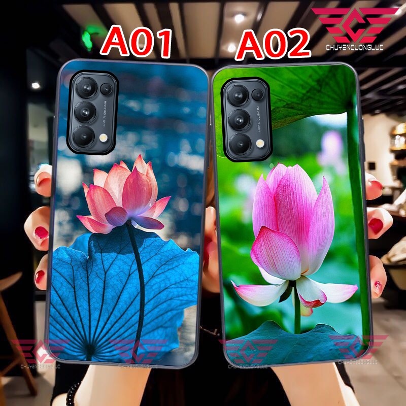 Ốp lưng OPPO RENO 6Z/ RENO 5/ RENO 4/ RENO 3/ RENO 2F/ RENO 2 - HOA SEN - BẰNG KÍNH