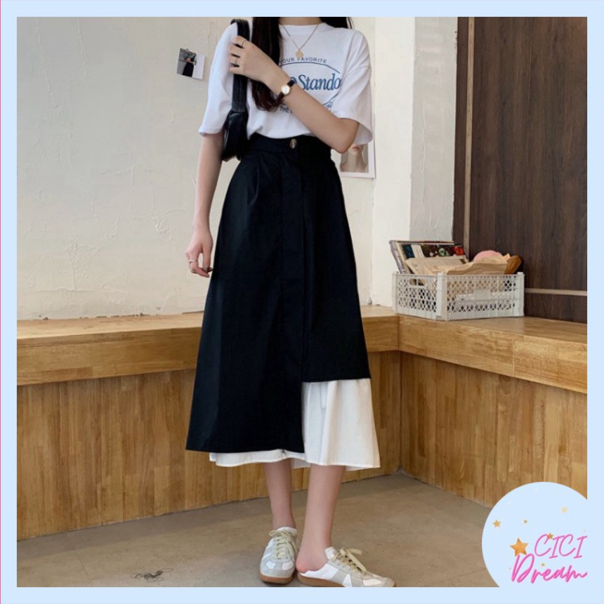 Chân váy tầng Ullzang siêu hot - chân váy dài qua gối-vạt lệch phong cách Hàn Quốc cho giới trẻ