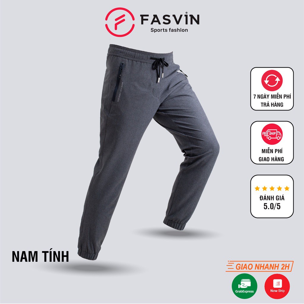 Quần dài nam thể thao Fasvin gấu bo vải Dù Gió co giãn có khóa túi tiện dụng đi chơi hay mặc nhà DC20424.HN - Hàng nhập