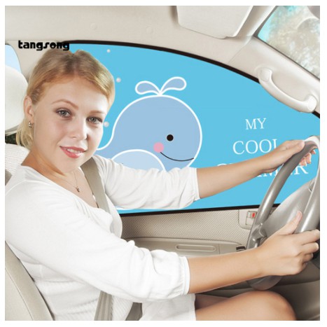 Rèm Che Nắng Cửa Sổ bạt Xe Hơi trước sau ô tô nam châm từ tính hít Hoạt Hình Gấu Polar mặt trời cá voi xanh hưu cao cổ