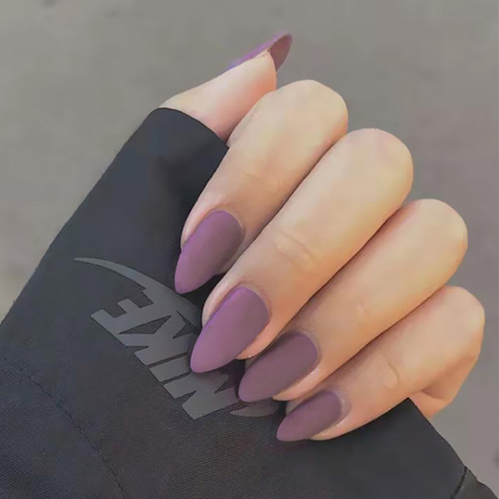 YADORNOS Set 24 Móng Tay Giả Màu Trơn Thời Trang Kèm Keo Dán Tiện Dụng